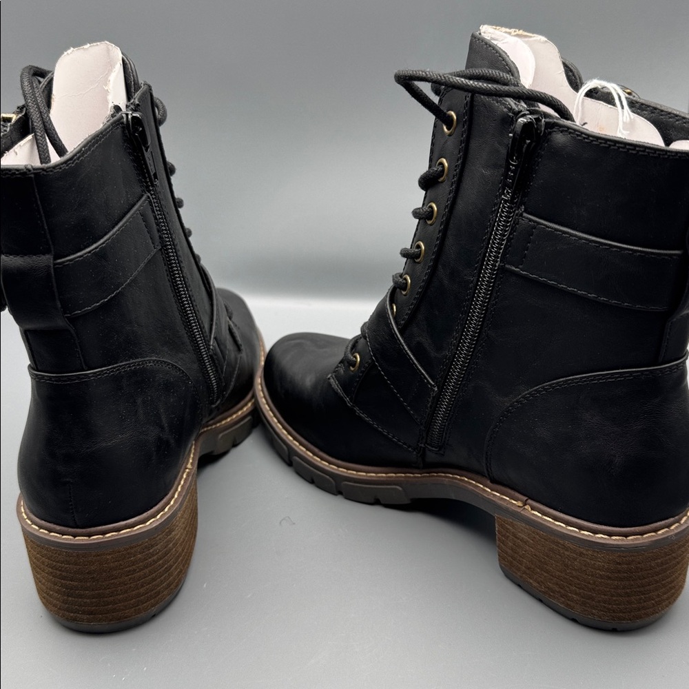 White Mountain Womens Crank Faux Leather Lace-Up Booties - Picture 4 of 5